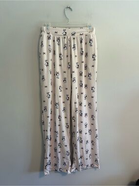 Peanuts snoopy large pink bow dog printed wide leg lounge pj pants
